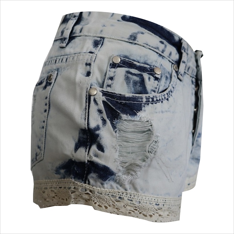 thời trang nữ ren hem jean ngắn WS1014