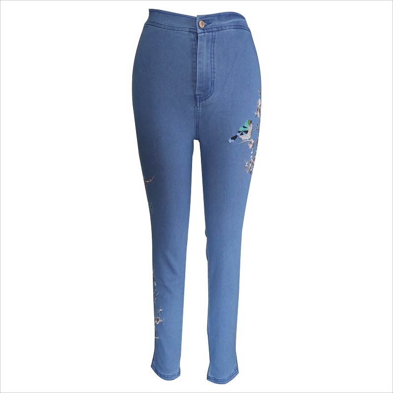 thời trang thêu màu xanh skinny jeans WS10123