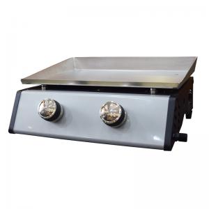 Cầm tay ngoài trời gang gang plancha nướng 2 đầu đốt