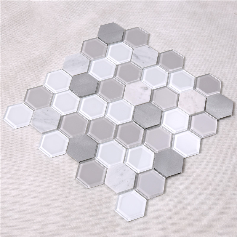 HSL41 Sàn lục giác nhỏ màu trắng xanh độc đáo và trang trí gạch ốp tường