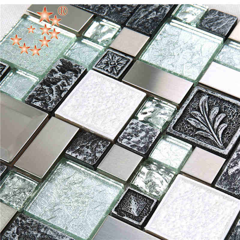 Đồng vuông độc đáo bằng bạc lá thủy tinh hỗn hợp Carve nhựa khảm cho trang trí tường nghệ thuật
