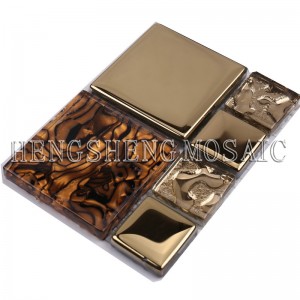 Thiết kế mới Vàng lá nhiều hoa văn chống thấm thủy tinh và đá khảm