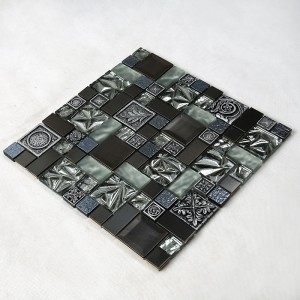 Nhựa trộn lá vàng và gạch gốm khảm kim loại vỡ