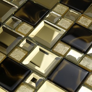 Vật liệu xây dựng trang trí tường vàng sáng bóng vát gương khảm kính