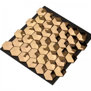 Luxury 3D Gold Hexagon Kim loại Gạch ốp tường Nghệ thuật Trang trí
