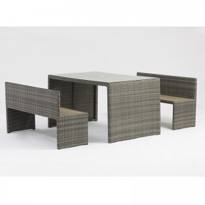 mây nhôm hình chữ nhật bàn công viên băng ghế ngoài trời thiết lập với lỗ ô