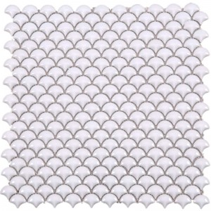 HTG04 Tường trang trí phòng tắm Cá trắng vảy khảm thủy tinh