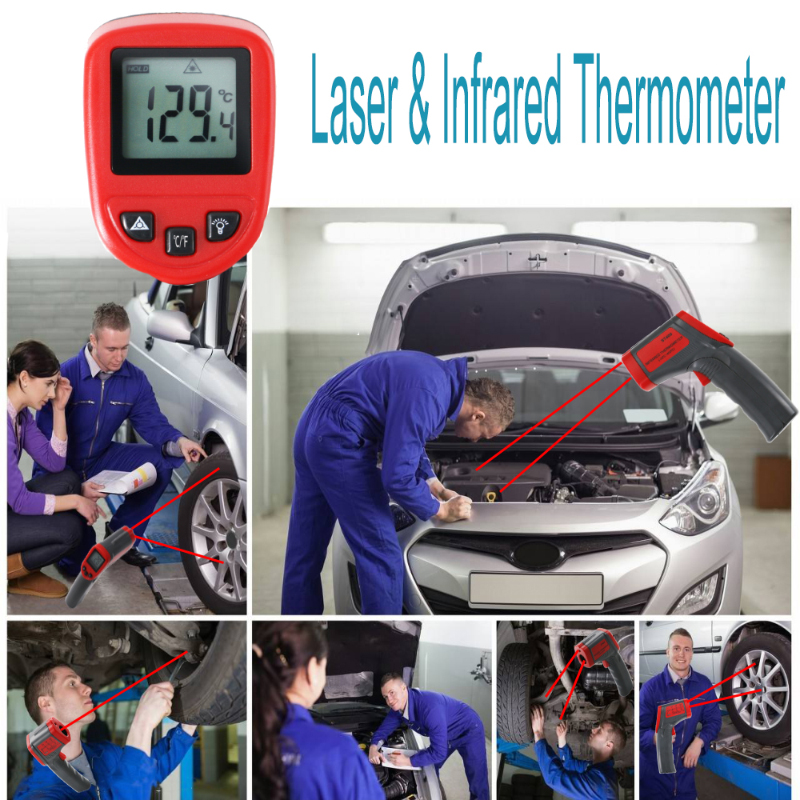 Laser LCD Kỹ thuật số hồng ngoại IR Máy đo nhiệt độ Điểm súng Nhiệt độ hoạt động 0-50 độ Công nghiệp Liên hệ Nhiệt kế