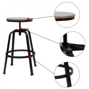 Backless Barstool Ghế điều chỉnh chiều cao Ghế xoay Bộ 2