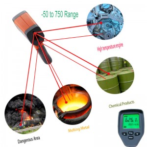 Hot CE Kỹ thuật số LCD cầm tay Laser nhiệt kế hồng ngoại Súng nhiệt độ tiếp xúc súng