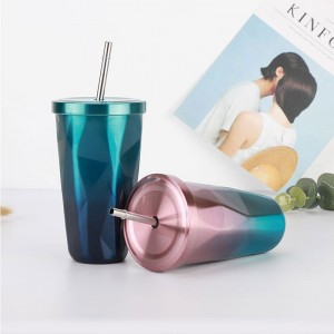 Cốc du lịch 16oz | Cốc thép không gỉ Bình cách nhiệt Cốc cà phê Ice Mug Xe Chén trà có ống hút