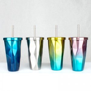 Cốc du lịch 16oz | Cốc thép không gỉ Bình cách nhiệt Cốc cà phê Ice Mug Xe Chén trà có ống hút