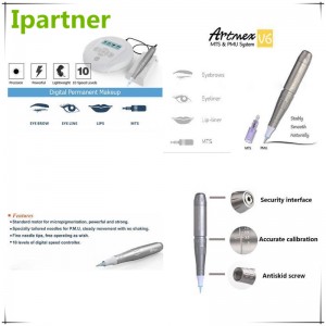 Máy xăm Ipartner Artmex V6 Trang điểm vĩnh viễn Lông mày Môi Micropig sắc tố MTS PMU