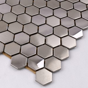 Cao cấp chất lượng cao hình lục giác bằng thép không gỉ kim loại khảm bếp Splash Back