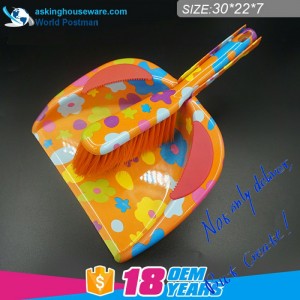 Akbrand Yellow Flower Water Mark Dustpan Brush Chổi với PVC Line ở Lối vào Dustpan