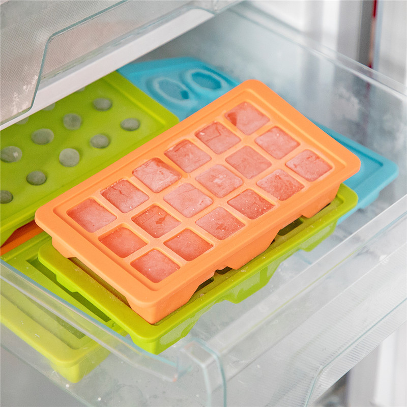 Stackable bền 18 khoang thực phẩm Tủ đông lưu trữ khay Silicon Ice Cube Khuôn có nắp