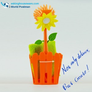 Bàn chải làm sạch nhà bếp Akbrand và thùng lưu trữ được thiết lập với mút và miếng bọt biển