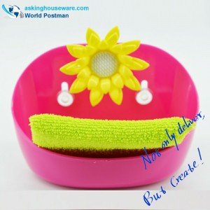 Akbrand Kitchen Cleaning Sponge Scour and Storage Buck Set with Suckers