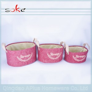 Vải lanh lưu trữ giỏ vải có tay cầm