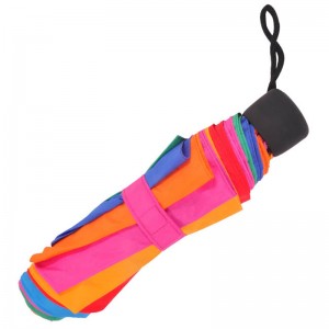 Màu cầu vồng 21 inch * 8k 190T vải pongee 3 lần Ô có tay cầm bằng nhựa