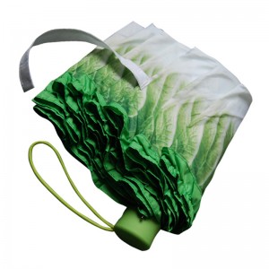 Ô kỹ thuật số in ô rau đặc biệt độc đáo dù che mưa 3 lần mở ô bằng tay