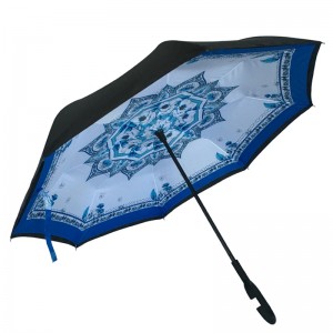 2019 Quà tặng tiếp thị Tự động mở manul đóng tùy chỉnh in mưa đặc biệt đảo ngược gió ngược ô
