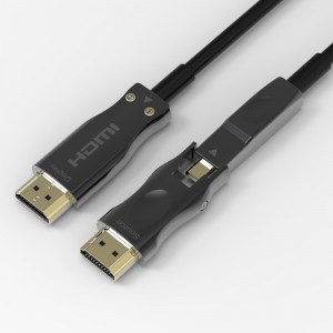 Cáp HDMI quang có thể tháo rời Hỗ trợ 4K 60Hz 18Gbps Tốc độ cao, với Dual Micro HDMI và Đầu nối HDMI tiêu chuẩn