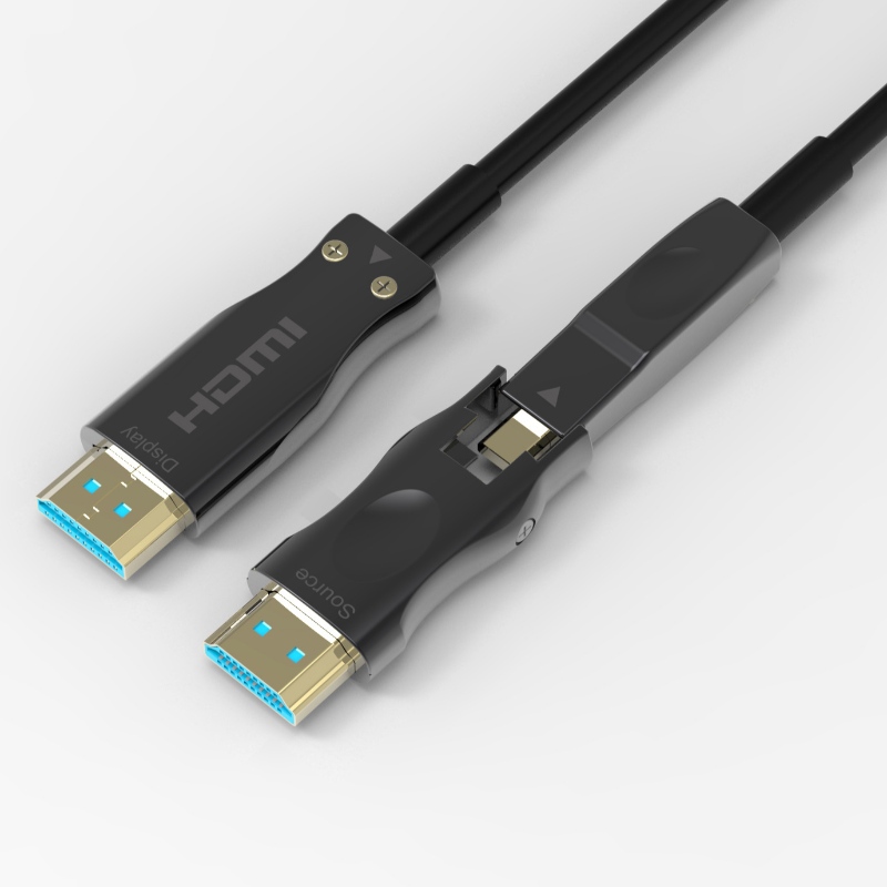 Cáp HDMI quang có thể tháo rời Hỗ trợ 4K 60Hz 18Gbps Tốc độ cao, với Dual Micro HDMI và Đầu nối HDMI tiêu chuẩn