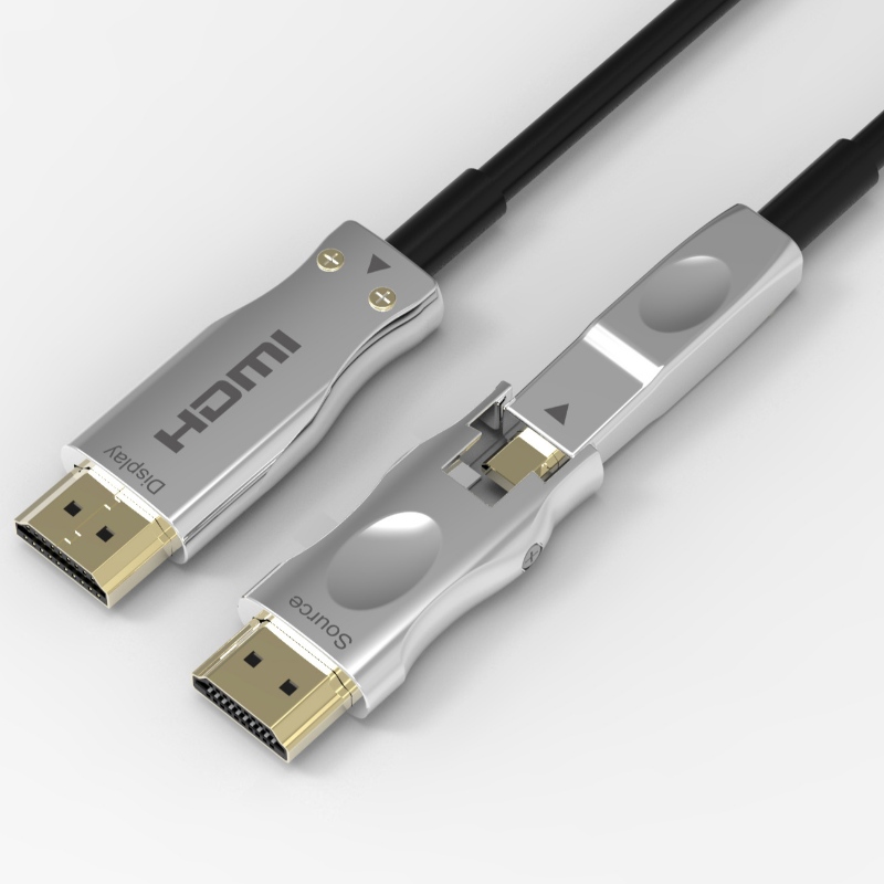 Cáp HDMI quang có thể tháo rời Hỗ trợ 4K 60Hz 18Gbps Tốc độ cao, với Dual Micro HDMI và Đầu nối HDMI tiêu chuẩn