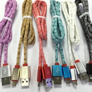 Da PU Capital Letter Sạc nhanh Vòng nhôm Vỏ USB cho micro USB, Loại C, sạc sét iPhone và đồng bộ hóa