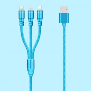 Cáp 3 IN 1 Cáp sạc tròn Vỏ nhôm USB 2.0 Micro sang sét Loại C micro USB Cáp dữ liệu