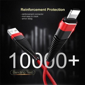 Bện sạc nhanh Vòng nhôm Vỏ uốn cong Cáp dữ liệu USB miễn phí cho micro USB, Loại C, sạc sét iPhone và đồng bộ hóa