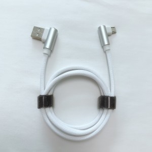 Góc phải kép Bện sạc nhanh Vòng nhôm Vỏ cáp dữ liệu USB cho micro USB, Loại C, sạc sét iPhone và đồng bộ hóa