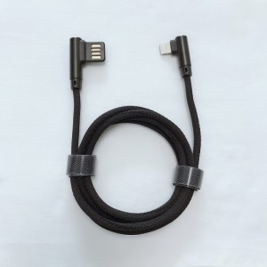 Mặt kép USB 2.0 Góc kép bên phải Sạc nhanh Vòng nhôm Vỏ cáp dữ liệu USB cho micro USB, Loại C, sạc sét iPhone và đồng bộ hóa