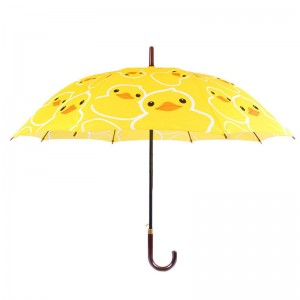 Vải pongee 23 inch tự động mở vịt vàng mô hình hoạt hình ô thẳng