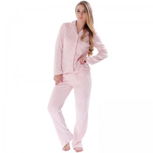 Phụ nữ Solid Coral Lông cừu Pajama dành cho người lớn