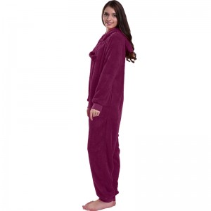 Phụ nữ Red Onesie Pyjama trùm đầu với Tai động vật