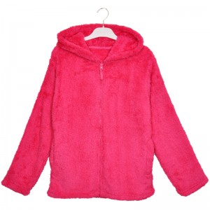 Phụ nữ ôm lông cừu Hot Pink Zip Zip Áo trùm đầu