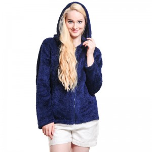 Phụ nữ Snugg lông cừu Navy Zip Zip trùm đầu