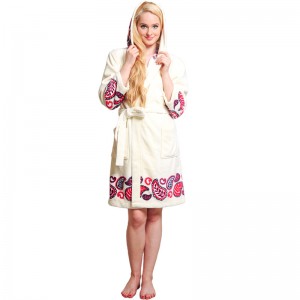 Phụ nữ Vị trí in Robes Flannel Lông cừu Bộ đồ ngủ Phụ nữ trùm đầu