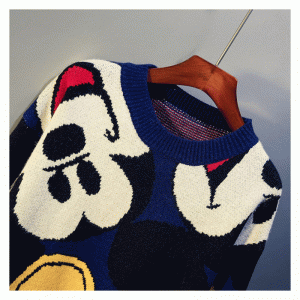 2019 Dài dễ thương Donald Duck mẫu hoạt hình Jacquard dày mùa đông áo thun nữ áo len