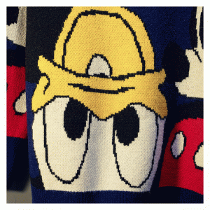 2019 Dài dễ thương Donald Duck mẫu hoạt hình Jacquard dày mùa đông áo thun nữ áo len