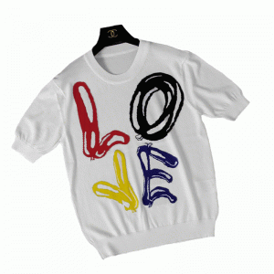 2018 Custom Jacquard LOVE Font ngắn tay áo len mùa hè