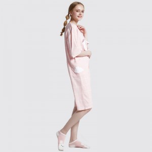 Phụ nữ Onesie Pink In Cotton Jersey Bộ đồ ngủ thêu