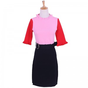 Mùa hè 2018 Cowl Cổ tay áo ngắn Nữ hai mảnh Set áo len đan