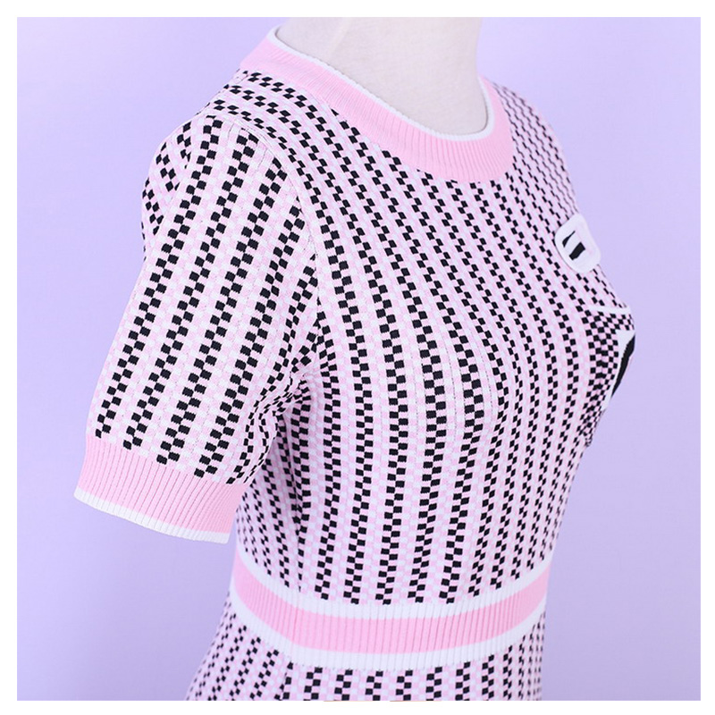 Tùy chỉnh OEM Summer Stripe Ladies Mini Bodycon Máy tính Đan áo len