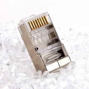 Đầu nối RJ45 CAT5E CAT6 Uốn Ethernet Đầu nối STP 8P8C Đầu cắm pha lê mô-đun