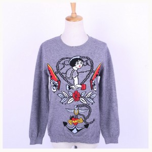 Áo len dệt kim mùa xuân 2018 cho nữ thổ cẩm Jacquard