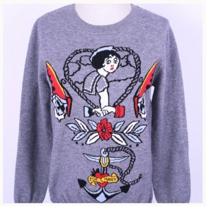 Áo len dệt kim mùa xuân 2018 cho nữ thổ cẩm Jacquard