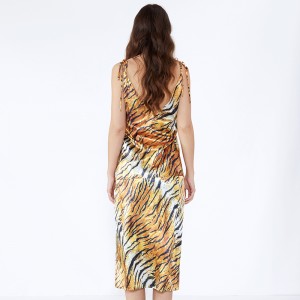 Leak Back Tiger Stripe Dress Dress Prom Casual Dress